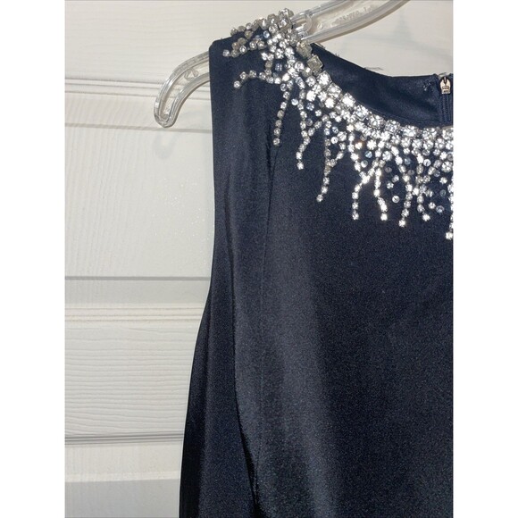 Ieena For Macduggal High Neck Gown Size 12 Black Faux Jewels Going Out Party NWT - Picture 8 of 14